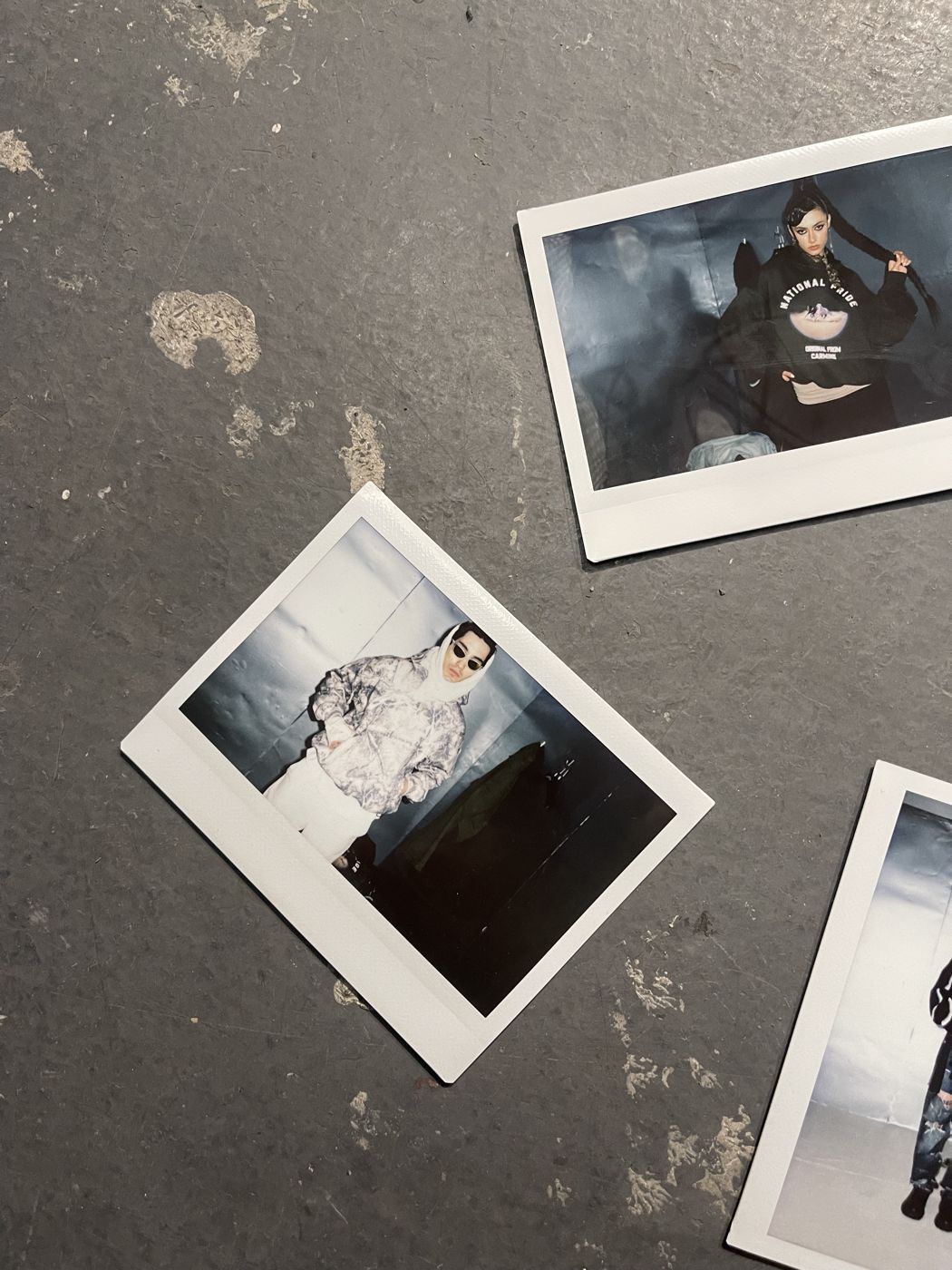 Test Polaroids from The Room shoot on the floor